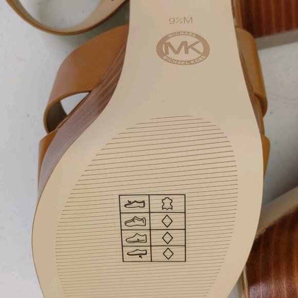 Michael Kors Dalia Platform Dress Leather Sandal Acorn Women's Size 9.5 NWOB - Picture 10 of 12